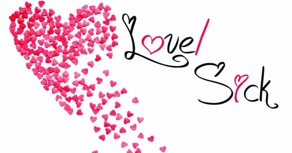 A heart made up of lot of little hearts that is falling apart