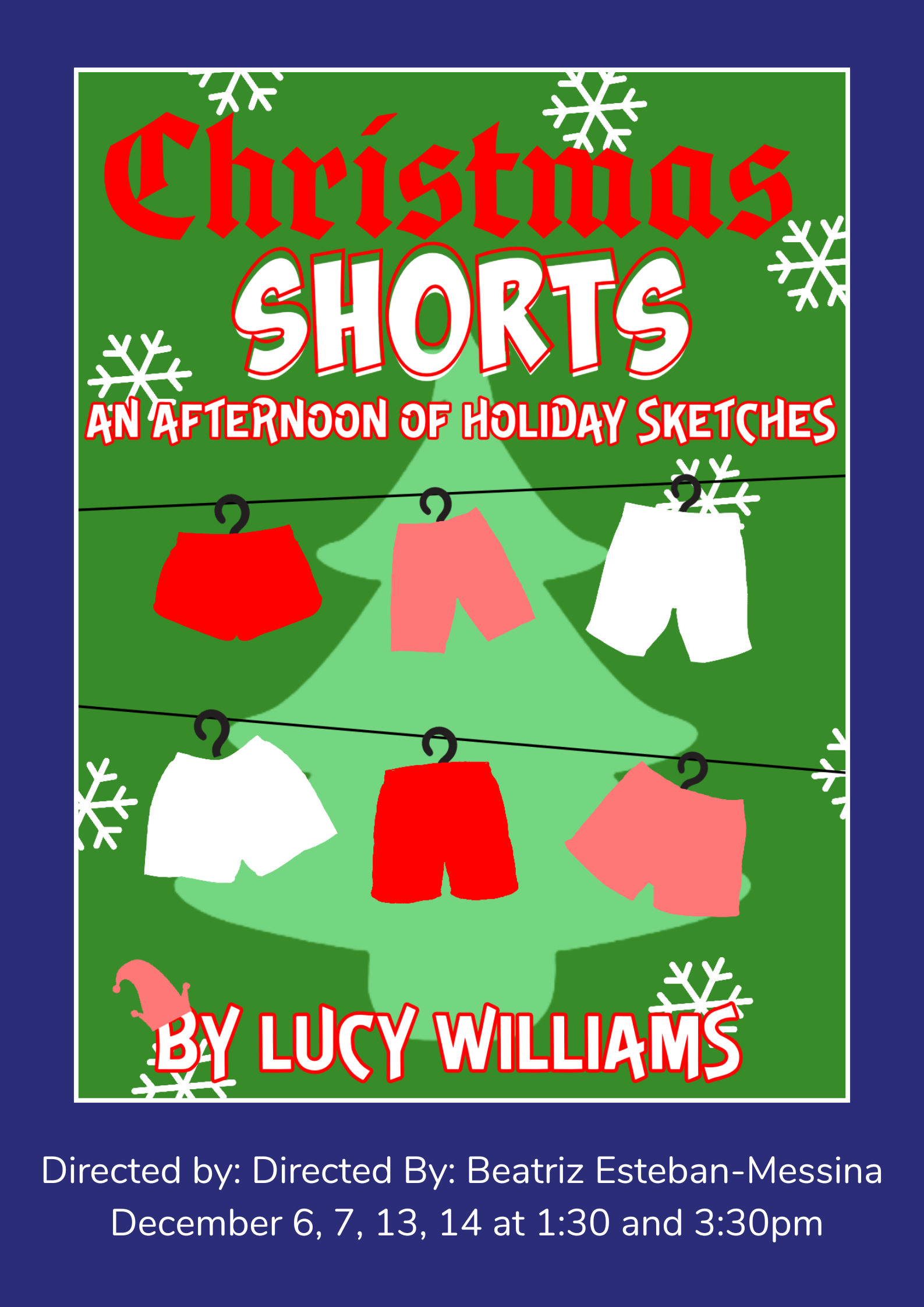 Christmas Shorts poster featuring holiday themed boxer shorts on a clothes line