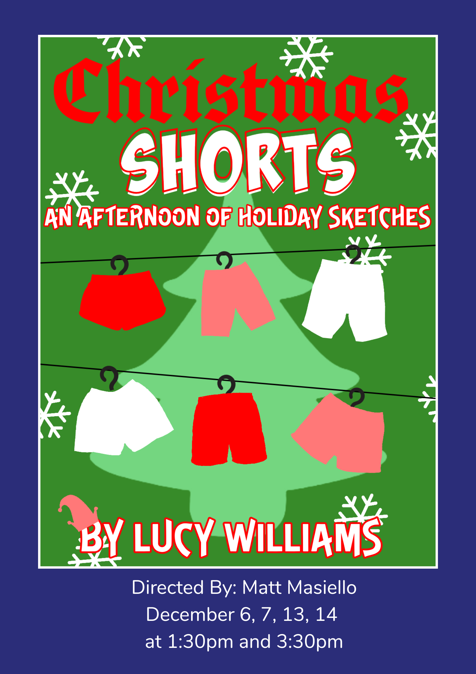 the title christmas shorts and boxers on a clothes line